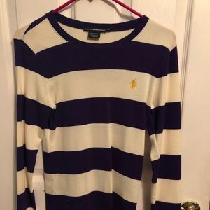 Long sleeve purple striped Polo